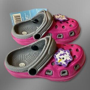 Unicorn Clogs Two-Toned Design Breathable Secure Back Strap Pink/Gray Kids 7 NWT